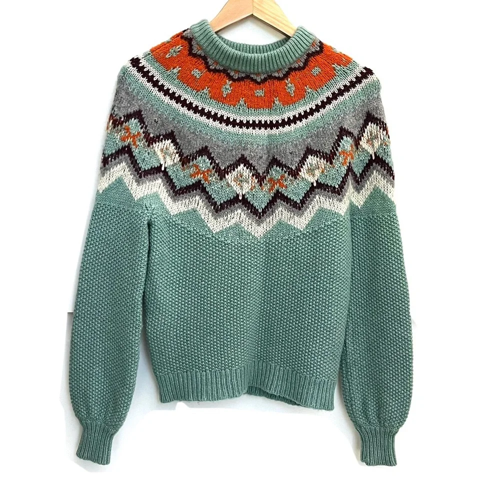 J Crew | Zigzag Fair Isle sweater | Lambswool Blend | knit | Pullover